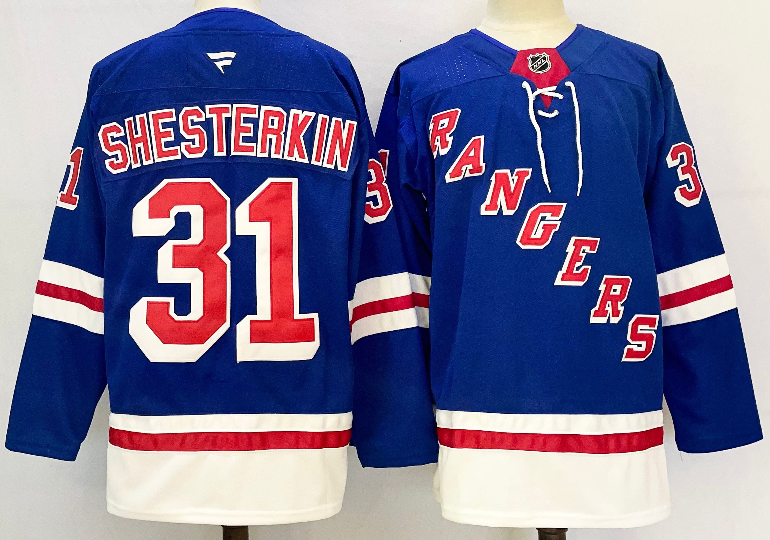 Men New York Rangers 31 Shesterkin Blue 2025 Home Premier Player NHL Jersey
